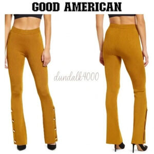 GOOD AMERICAN Plaited Boss Flare Pants Golden Brown 4